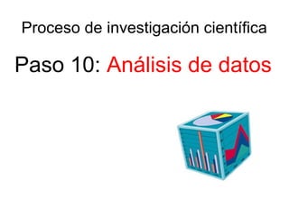 Proceso de investigación científica
Paso 10: Análisis de datos
 