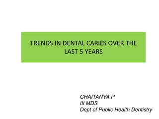 TRENDS IN DENTAL CARIES OVER THE
LAST 5 YEARS
CHAITANYA.P
III MDS
Dept of Public Health Dentistry
 
