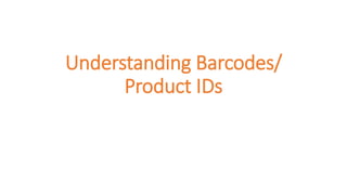 Understanding Barcodes/
Product IDs
 