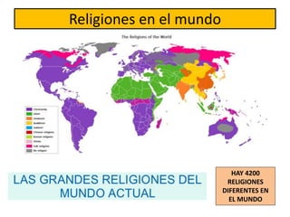 Religiones en el mundo
HAY 4200
RELIGIONES
DIFERENTES EN
EL MUNDO
 