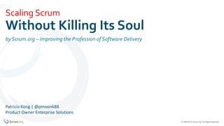 © 1993-2016 Scrum.org, All Rights Reserved
by Scrum.org – Improving the Profession of Software Delivery
Scaling Scrum
Without Killing Its Soul
Patricia Kong | @pmoonk88
Product Owner Enterprise Solutions
 