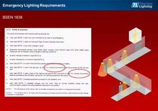 Emergency Lighting Requirements
BSEN 1838
 