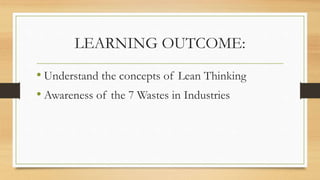 Introduction To Lean Thinking Pptx