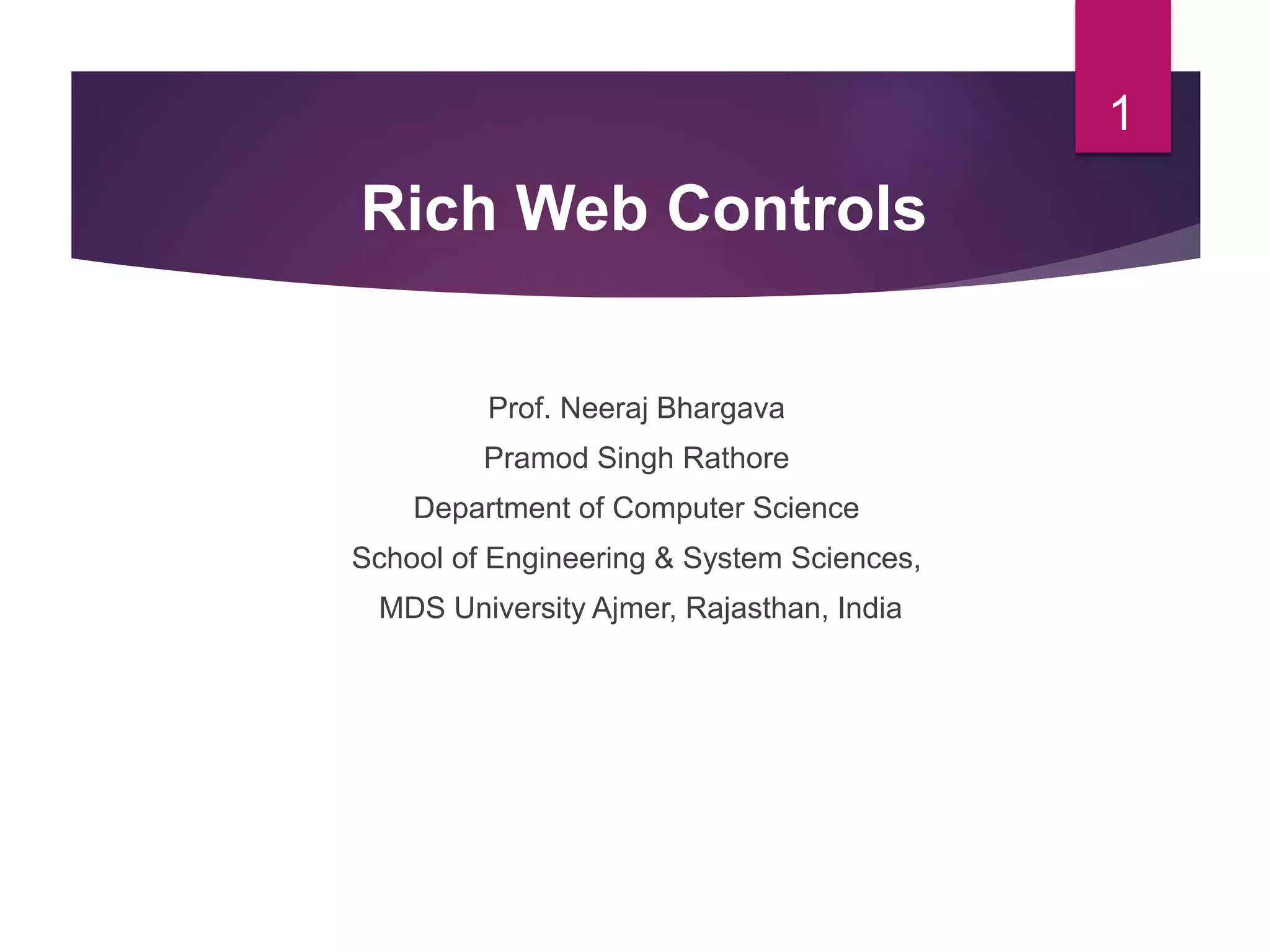 13.rich web controls | PPT