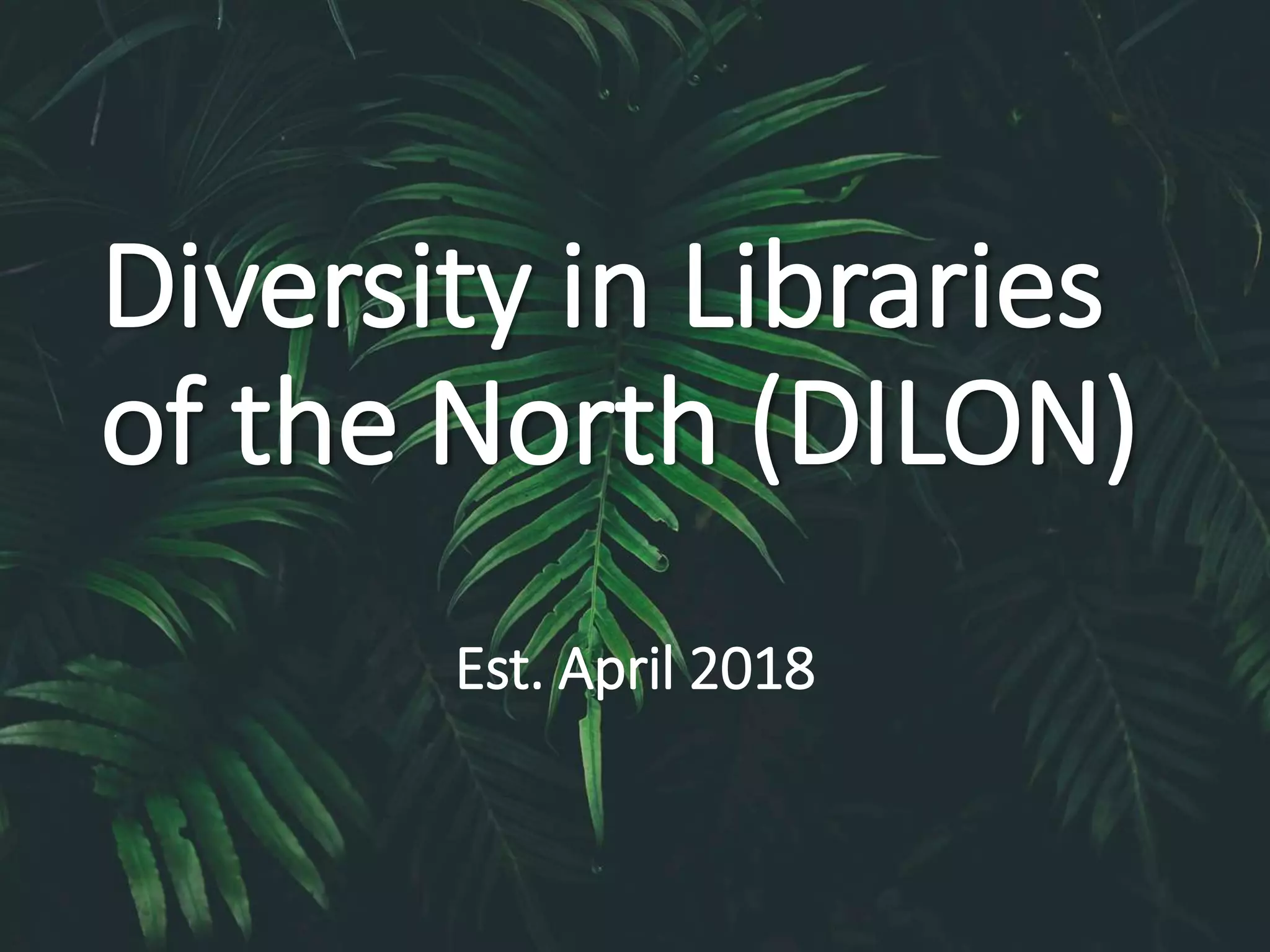 Diversity in Libraries
of the North (DILON)
Est. April 2018
 