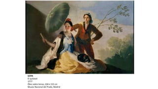 GOYA
El quitasol
1777
Óleo sobre lienzo, 104 x 152 cm
Museo Nacional del Prado, Madrid
 
