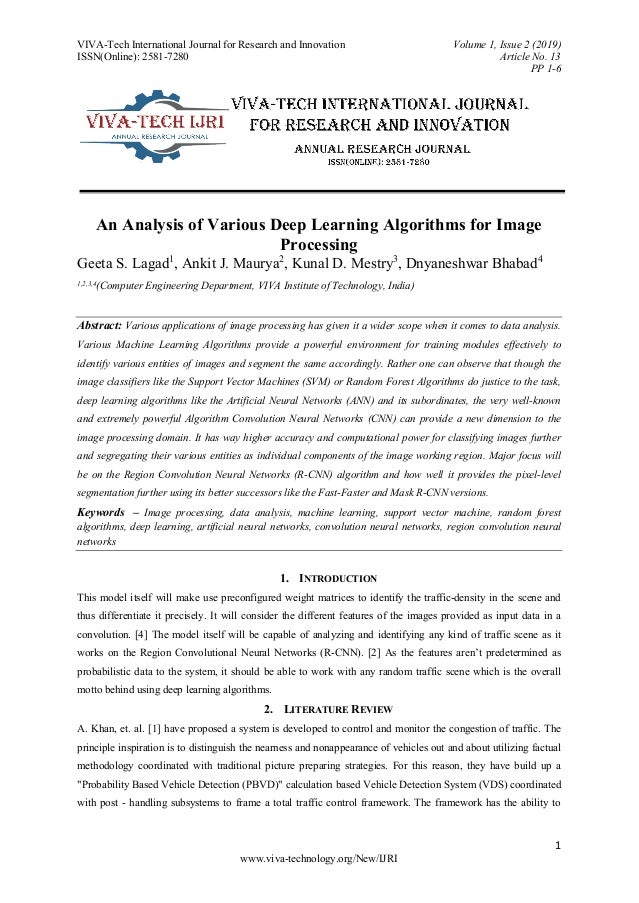 deep learning algorithms for image processing