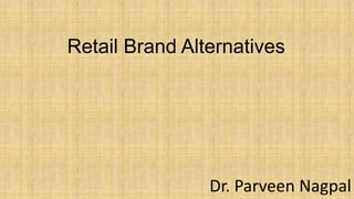 Retail Brand Alternatives
Dr. Parveen Nagpal
 