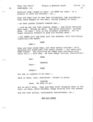 Supernatural 13.21 Beat The Devil Script | PDF