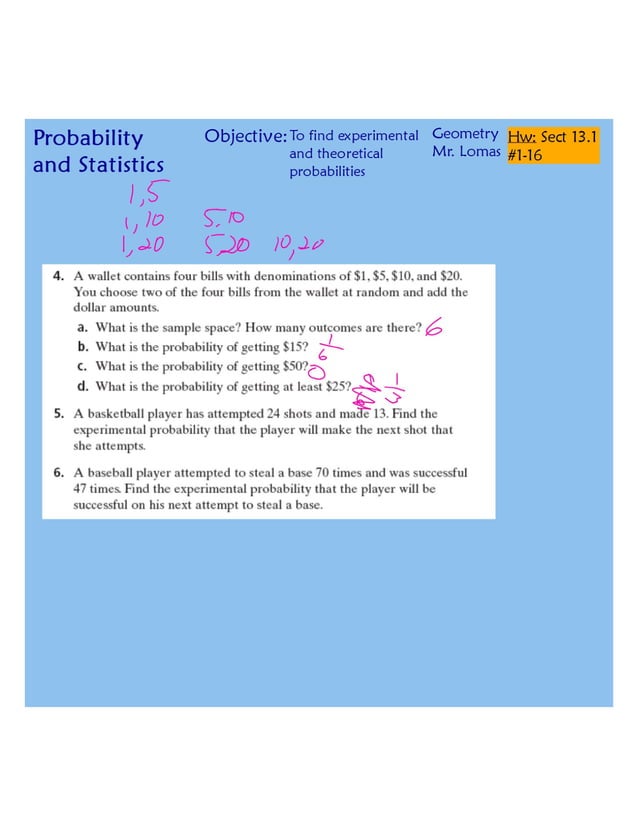 13 1 experimental and theoretical probability | PDF