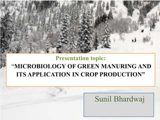 Sunil Bhardwaj
Presentation topic:
“MICROBIOLOGY OF GREEN MANURING AND
ITS APPLICATION IN CROP PRODUCTION”
 