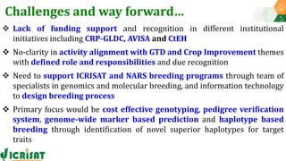 Research Program Genetic Gains (RPGG) Review Meeting 2021: Forward Breeding: tools and technologies for accelerating rate of genetic gain By Dr Manish Roorkiwal