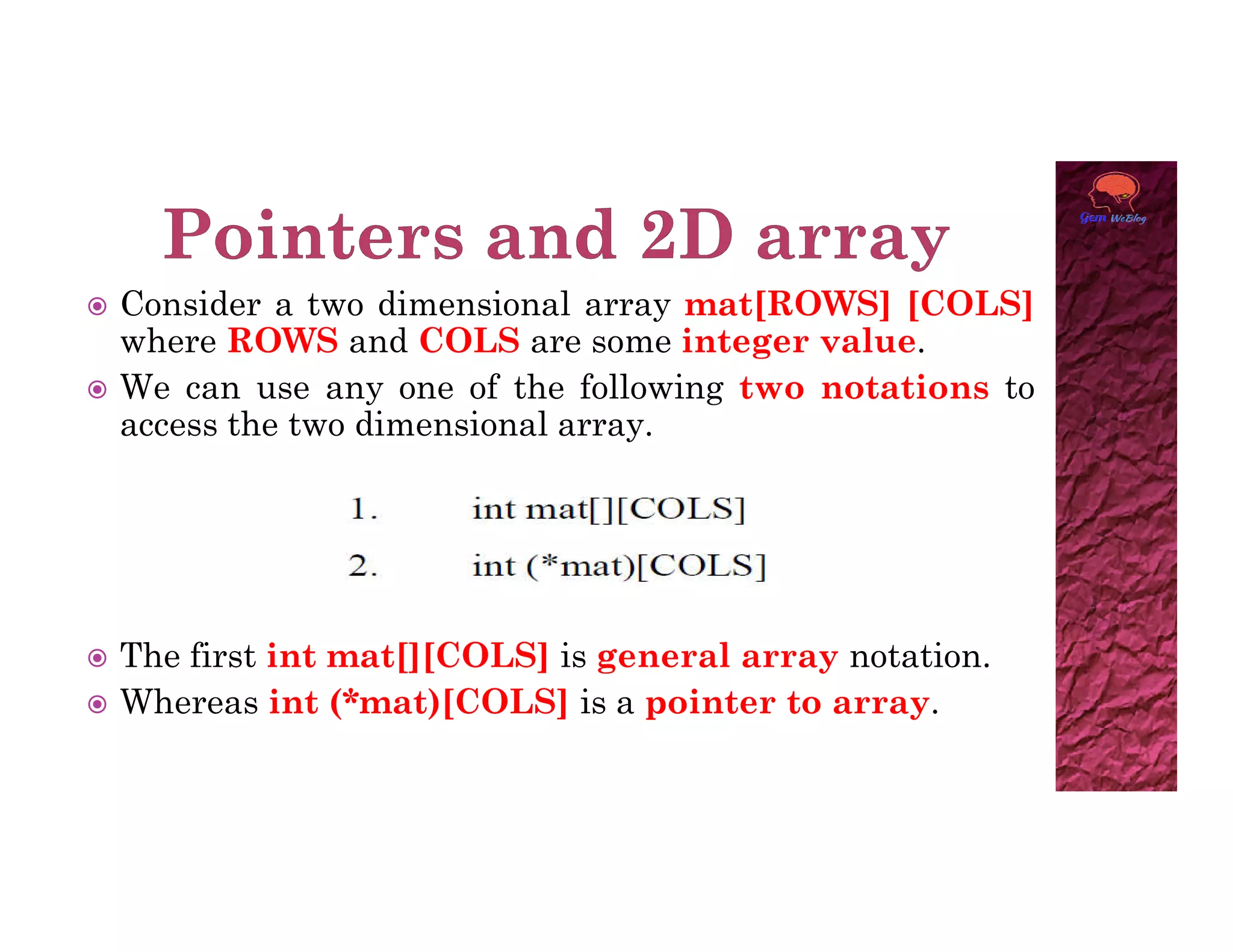13. Pointer and 2D array | PPT | Free Download