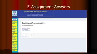 E-Assignment Answers
 