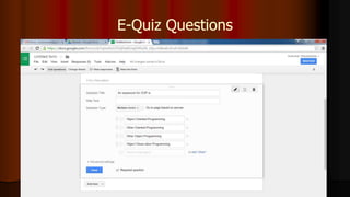 E-Quiz Questions
 