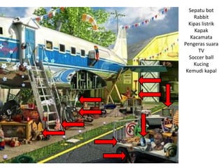 Sepatu bot
Rabbit
Kipas listrik
Kapak
Kacamata
Pengeras suara
TV
Soccer ball
Kucing
Kemudi kapal
 