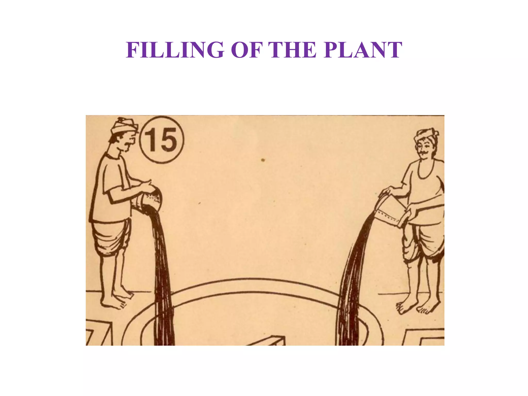 FILLING OF THE PLANT