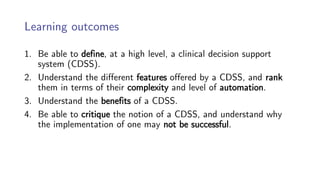 Principles of Health Informatics: Clinical decision support systems | PDF