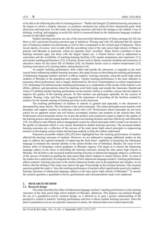 Indonesian Language Teachers Teaching Performance And Students