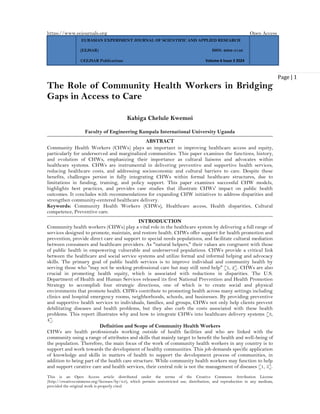 The Role of Community Health Workers in Bridging Gaps in Access to Care ...