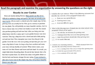 Read the paragraph and examine the organization by answering the questions on the right.
✅
✅
✅
✅
✅
✅
.
.
 
