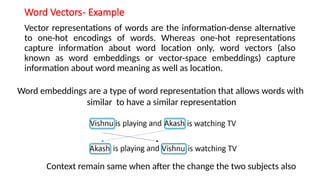 Word Vectors which is word embedding in deep learing | PPTX