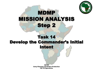 13. MDMP-Mission Analysis-Tasks 14 Develop the Commander's Initial ...
