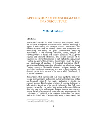 Application of Bioinformatics in Agricultural Research and Development ...