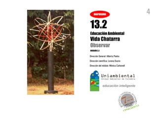 DIAPORAMA                            4
13.2
Educación Ambiental
Vida Chatarra
Observar
VERSIÓN 3.1

Dirección General: Alberto Piedra
Dirección científica: Lorena Osorio
Dirección del módulo: Mónica Carbonell
 
