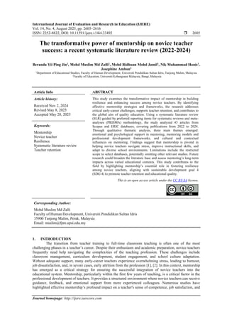 The transformative power of mentorship on novice teacher success: a ...