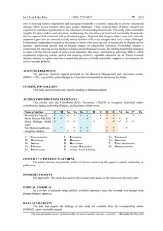 The transformative power of mentorship on novice teacher success: a ...