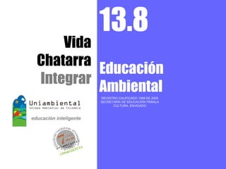 13.8
    Vida
Chatarra
         Educación
Integrar
         Ambiental
         REGISTRO CALIFICADO 1568 DE 2009
         SECRETARÍA DE EDUCACIÓN PARALA
               CULTURA, ENVIGADO
 