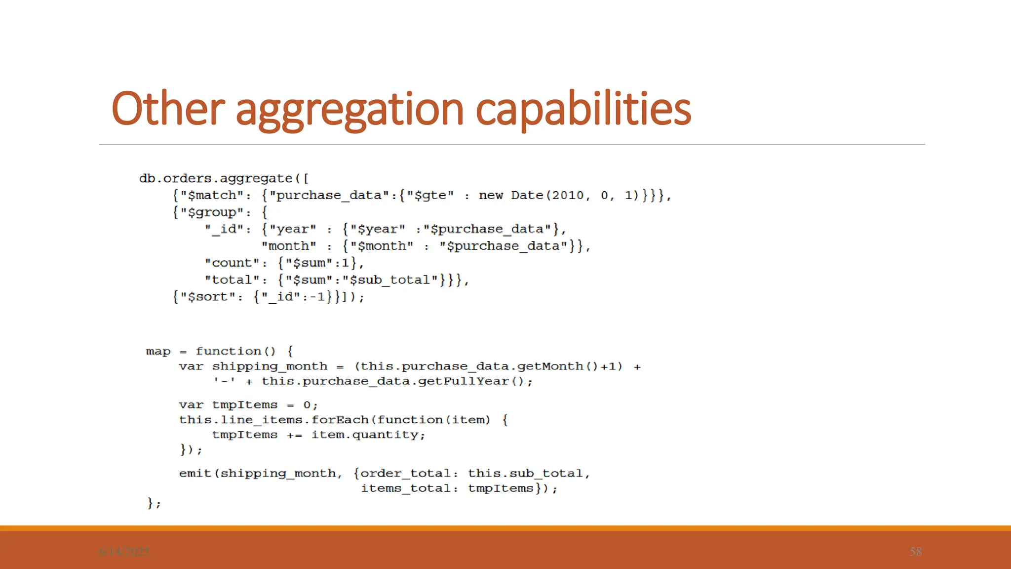 Other aggregation capabilities
6/14/2025 58
 