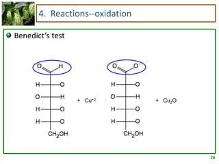 4. Reactions--oxidation

Benedict’s test




                  + Cu+2        + Cu2O




                                          28
 