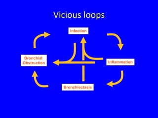 Vicious loops
                   Infection




 Bronchial
Obstruction                      Inflammation




                Bronchiectasis
 
