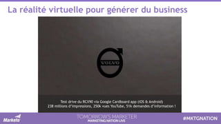 La réalité virtuelle pour générer du business
Test drive du RCX90 via Google Cardboard app (iOS & Android)
238 millions d’impressions, 250k vues YouTube, 51k demandes d’information !
 