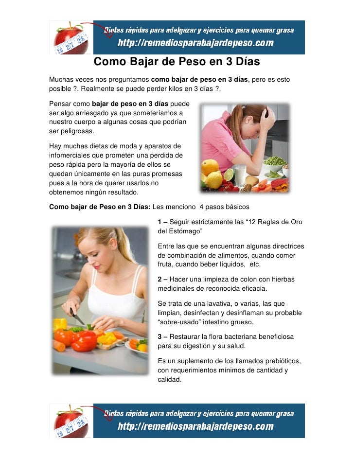 Dieta Para Adelgazar 5 Kilos En 3 Das Salud180