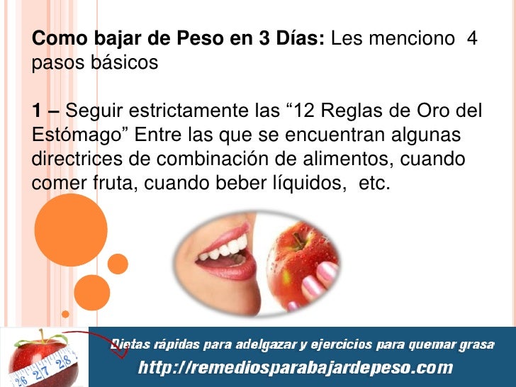 como bajar de peso en 3 dias como bajar de peso en 3 dias
