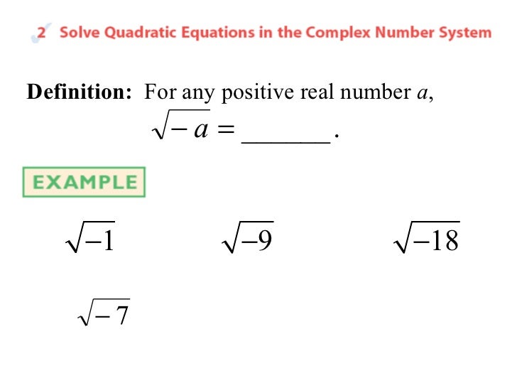 Write a quadratic equation with complex numbers image