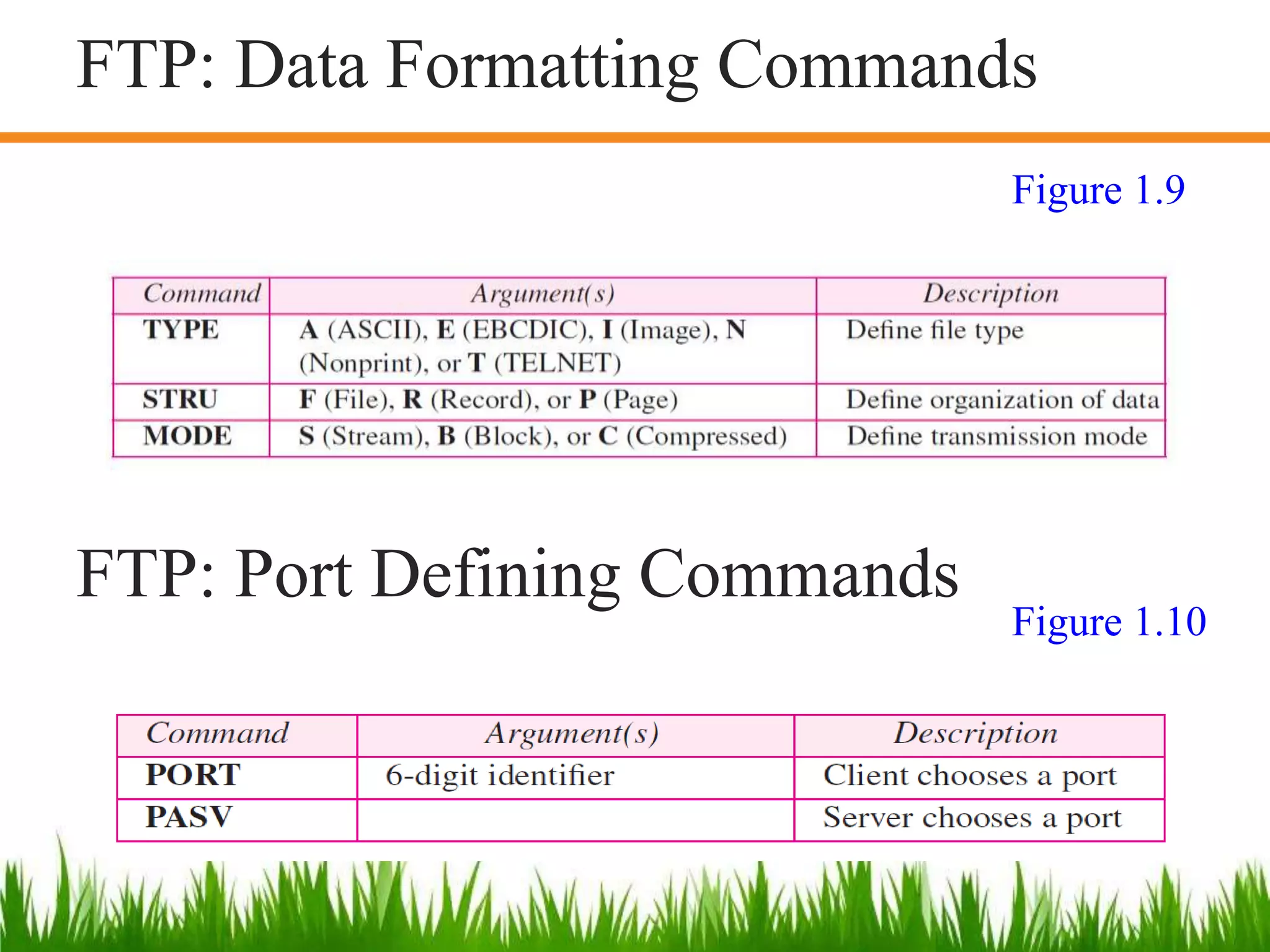 Figure 1.9
FTP: Data Formatting Commands
FTP: Port Defining Commands
Figure 1.10
 