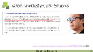 成果が出れば経営者も言うことが変わる
62
https://tech.nikkeibp.co.jp/atcl/nxt/column/18/00677/120400034/ より抜粋
 