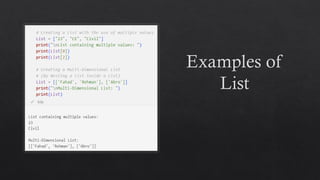 Examples of
List
 