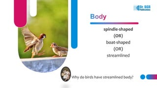 Most Streamlined Bird General Characteristics of Aves | Dr.BGR Publications | PPTX