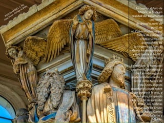En cuanto al Pozo de
Moisés, se trata en
realidad del basamento
(en forma
de brocal o pretil de
pozo) de
un Calvario sobre el que
habría de colocarse
Cristo crucificado
acompañado de
la Virgen y de Juan. El
calvario ha desaparecido
y sólo queda el busto y
la cabeza de Cristo.
En realidad, la forma del
basamento, prismático y
de forma hexagonal,
alude simbólicamente a
Cristo como fuente de
vida. Unos ángeles
soportan el zócalo sobre
el que apoyaría la cruz, y
bajo ellos, ocupando
cada una de las caras del
brocal, los profetas
precursores de Cristo:
David, Isaías, Daniel,
Jeremías, Zacarías y
Moisés.
 