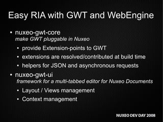 RIA front-ends: Flex, GWT integration in Nuxeo
