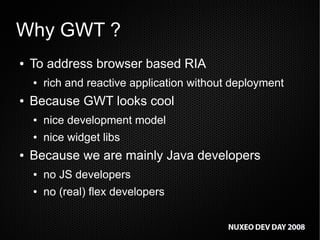 RIA front-ends: Flex, GWT integration in Nuxeo