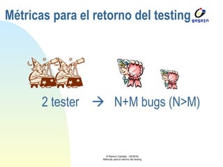 Métricas para el retorno del testing 2 tester     N+M bugs (N>M) 