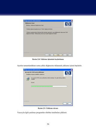Resim 2.8: Yükleme iş
                                      leminin baş lması
                                                latı


Ayarlar tamamlandı sonra yükle düğ
                 ktan            mesine tı
                                         klanarak yükleme iş baş lı
                                                           lemi latır.




                         Resim 2.9: Yükleme ekranı

Yazı yla ilgili yardı programlar sihirbaz tarafı
   cı               mcı                        ndan yüklenir.




                                    36
 