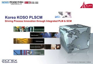 The Dynamic VCM Leader Copyright ⓒ 2013 Zionex, Inc. All rights reserved | Confidential
Korea KOSO PLSCM
Driving Process Innovation through Integrated PLM & SCM
 