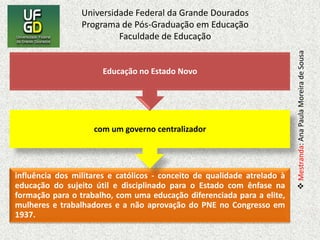  Elabora um percurso cronológico historicamente sobre as políticas educacionais brasileiras: